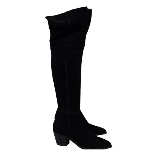 Women's Steve Madden Lucca Black Suede Over Knee Boots Size 6.5 Thigh High - Picture 1 of 11